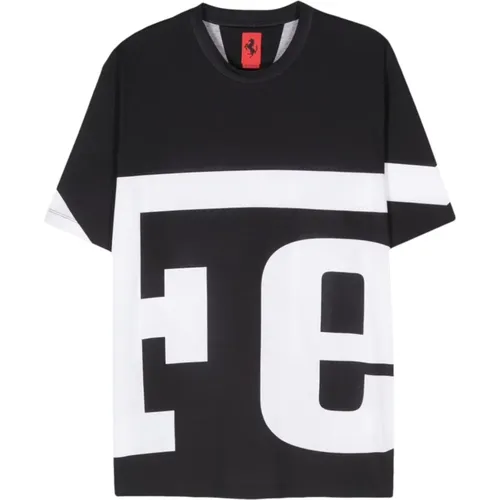 Logo Print Crew Neck T-shirts , male, Sizes: 2XL, L, M, XL - Ferrari - Modalova