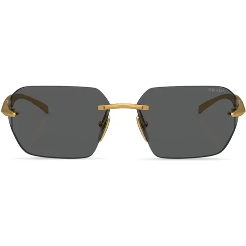 Goldene Sonnenbrille mit Original-Etui , Damen, Größe: ONE Size - Prada - Modalova