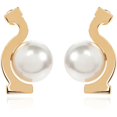 Earrings, female, , Size: ONE SIZE Earrings with Pearl - Salvatore Ferragamo - Modalova