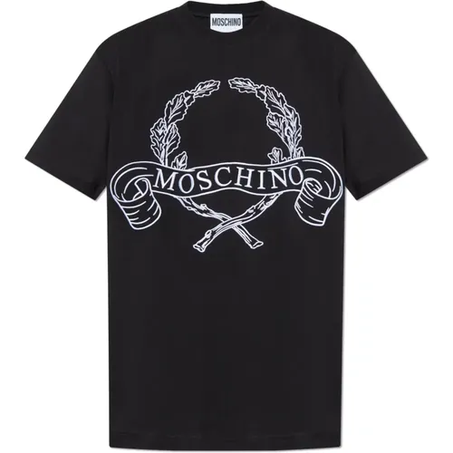 T-Shirts, male, , Size: L T-shirt with embroidered logo - Moschino - Modalova