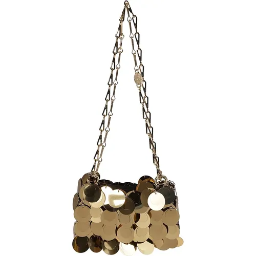 Gold Sparkle Layered Chain Shoulder Bag , female, Sizes: ONE SIZE - Paco Rabanne - Modalova