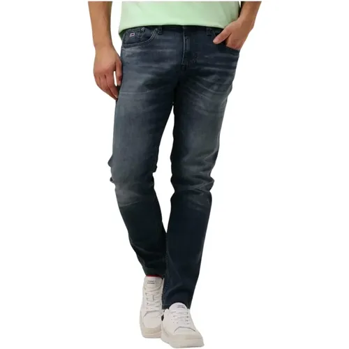 Slim Fit Dunkelblaue Jeans , Herren, Größe: W33 L34 - Tommy Jeans - Modalova