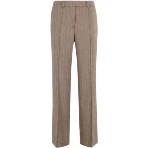 Wide Trousers, female, , Size: XS Herringbone Straight Leg Trousers - Seventy - Modalova