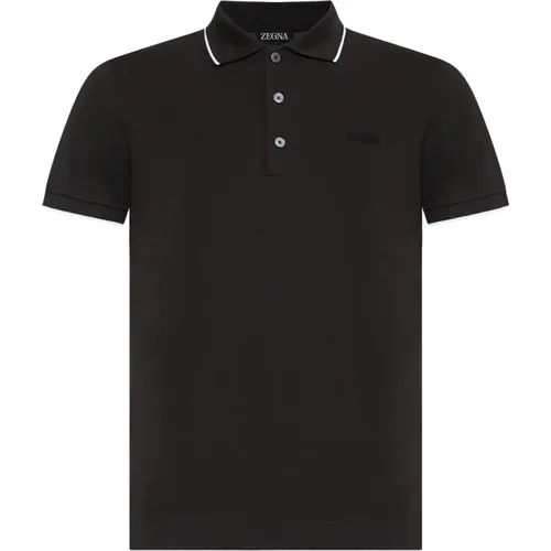 Polo Shirts, male, , Size: XL Dark Polo Shirt with Logo - Ermenegildo Zegna - Modalova