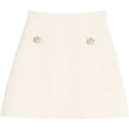 Jewel Button Mini Skirt Ivory , female, Sizes: M, S - Valentino Garavani - Modalova