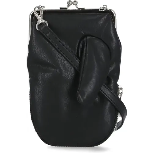 Leather Pochette with Adjustable Strap , female, Sizes: ONE SIZE - Yohji Yamamoto - Modalova