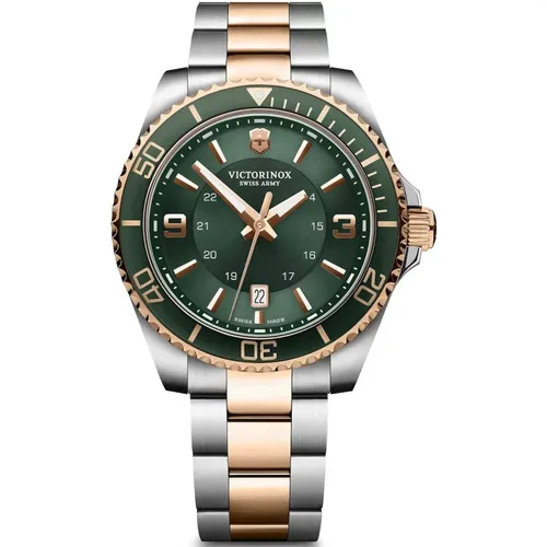 Grüne Stahl Quarz Uhr , Herren, Größe: ONE Size - Victorinox - Modalova