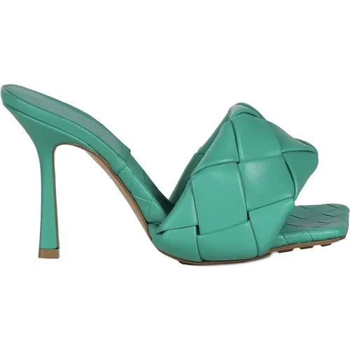 Turquoise Leather Mule Sandals , female, Sizes: 3 UK - Bottega Veneta - Modalova
