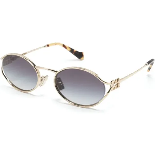Gold Sunglasses with Original Case , female, Sizes: 54 MM - Miu Miu - Modalova