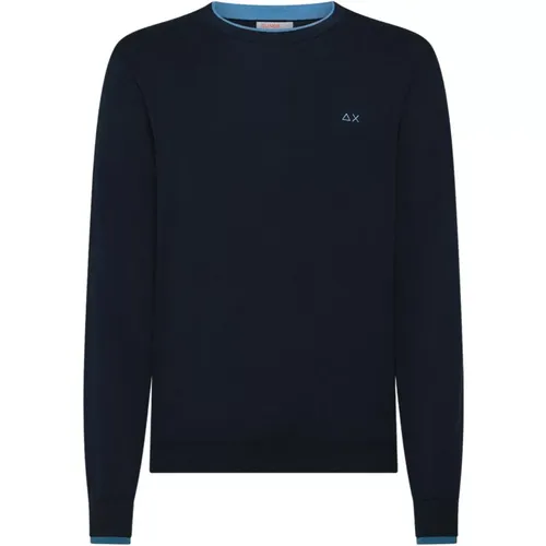 Round-neck Knitwear, male, , Size: 2XL Cotton Long Sleeve Sweater - Sun68 - Modalova