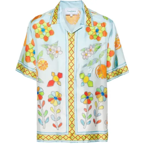 Cuban Collar Short Sleeve Shirt , male, Sizes: M, L, XL - Casablanca - Modalova