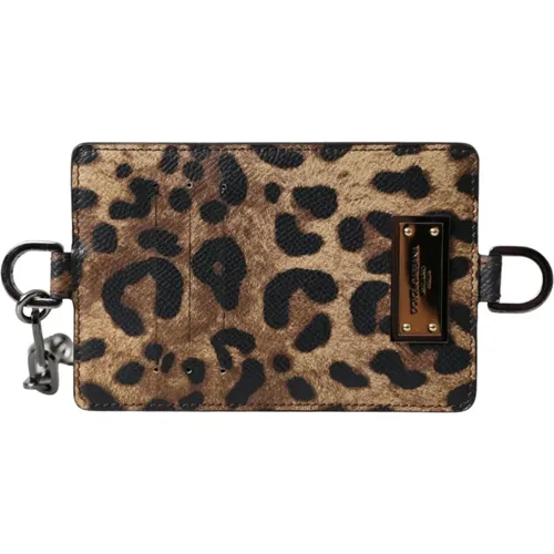 Wallets & Cardholders, female, , Size: ONE SIZE Leopard Print Card Holder Wallet - Dolce & Gabbana - Modalova