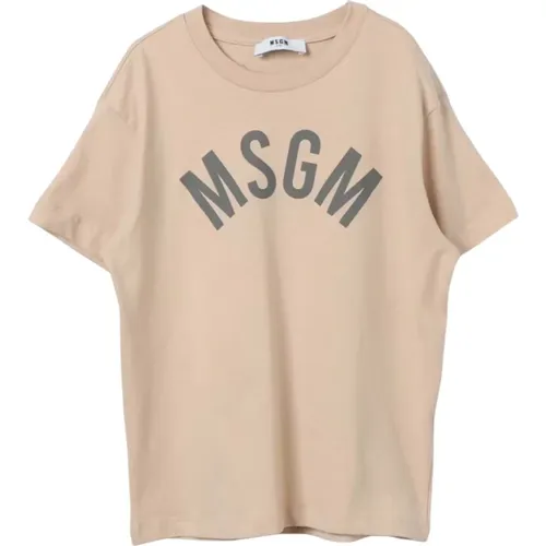 T-Shirt mit Logo-Print und Kurzen Ärmeln - Msgm - Modalova