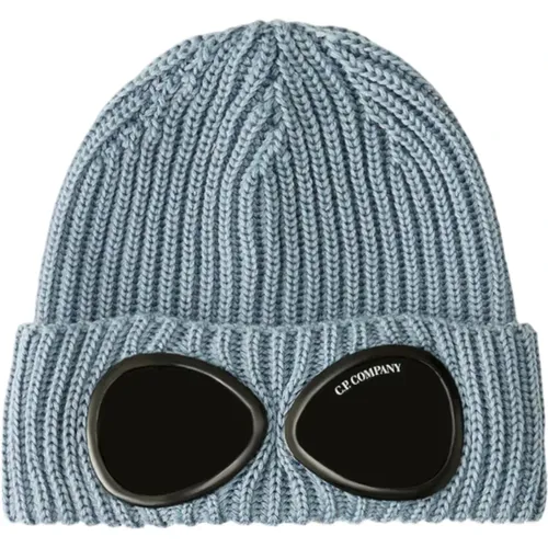 Merino Beanie mit Goggle, Flint Stone , Herren, Größe: ONE Size - C.P. Company - Modalova