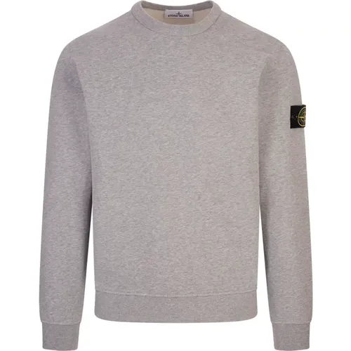 Light Grey Crew-Neck Sweatshirt , male, Sizes: XL, 2XL, L - Stone Island - Modalova