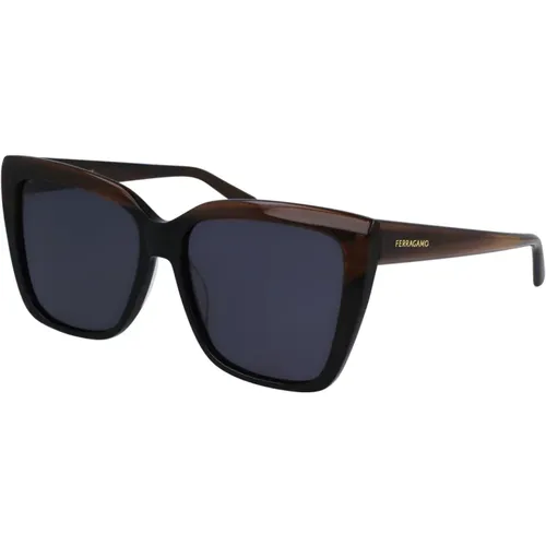 Black and Havana Sunglasses Sf1102S 217 , unisex, Sizes: 58 MM - Salvatore Ferragamo - Modalova