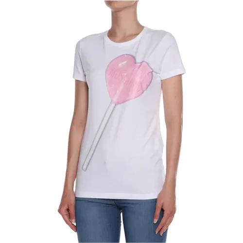 Baumwoll T-Shirt mit Grafikdruck , Damen, Größe: M - Love Moschino - Modalova