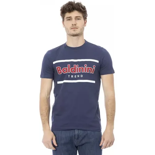 Blau Baumwoll Trendiges T-Shirt , Herren, Größe: L - Baldinini - Modalova