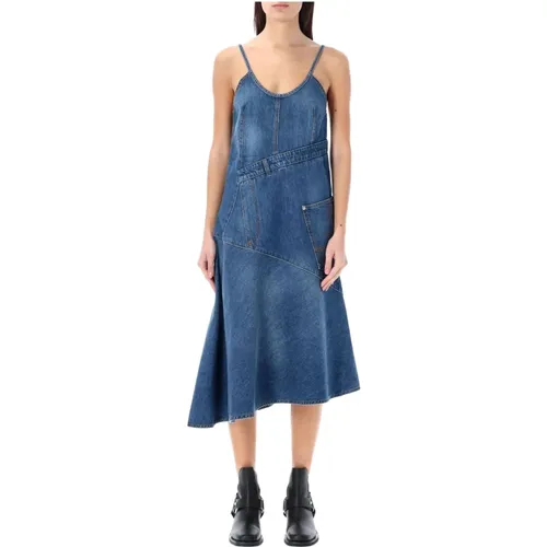 Dresses,Marineblaues Denim-Kleid mit Asymmetrischem Saum - JW Anderson - Modalova
