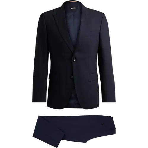 Single Breasted Suits, male, , Size: S Blended wool suit, slim fit, full lined - HUGO - Modalova