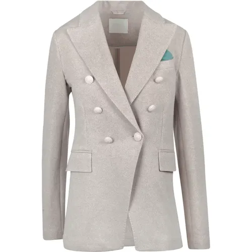 Blazers, female, , Size: L Double-breasted sweat blazer with lapel collar - Circolo 1901 - Modalova