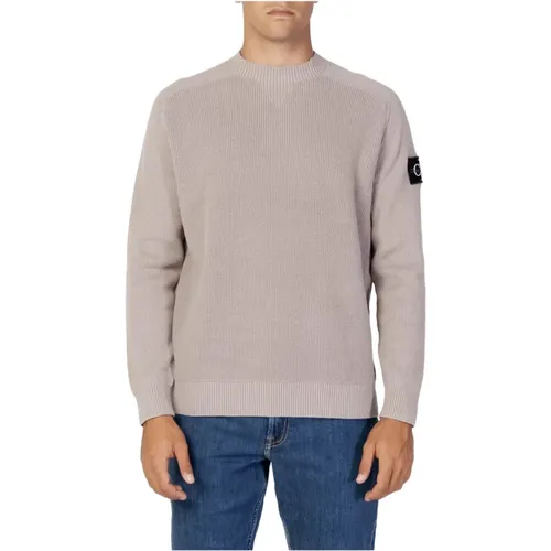 Cotton Knitwear, Long Sleeves, Round Neck , male, Sizes: S - Calvin Klein Jeans - Modalova