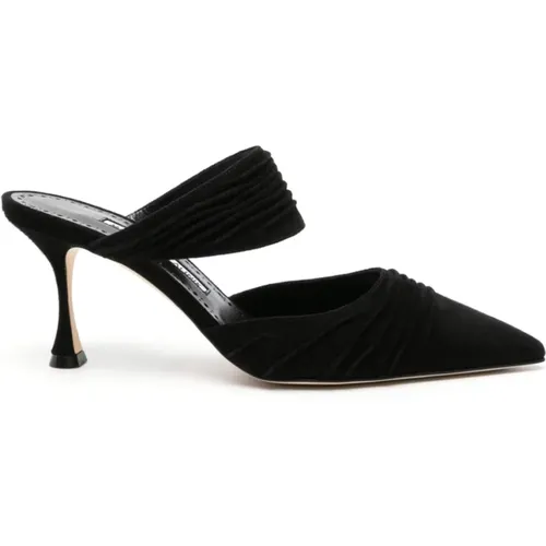 Suede Draped Mule Sandals , female, Sizes: 4 1/2 UK - Manolo Blahnik - Modalova
