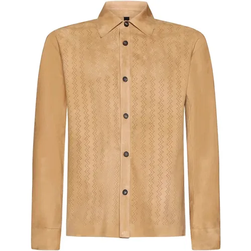 Perforated Sand Shirts , male, Sizes: M - Tagliatore - Modalova