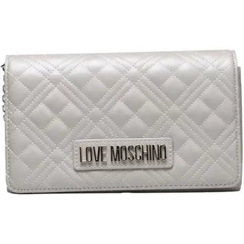 Shoulder Bags, female, , Size: ONE SIZE Silver Crossbody Bag with Chain - Love Moschino - Modalova