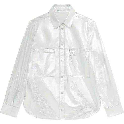 Silber Leder Overshirt Snap Buttoned Stil - IRO - Modalova