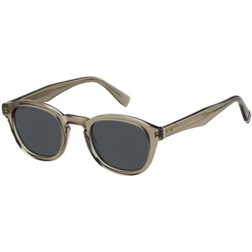 Sonnenbrille mit beigem Rahmen und grauen Gläsern , unisex, Größe: 49 MM - Tommy Hilfiger - Modalova