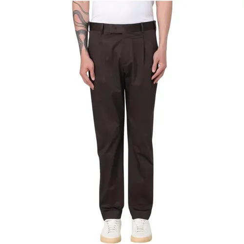 Straight Trousers, male, , Size: 2XL Classic Pleated Cotton Trousers - PT Torino - Modalova