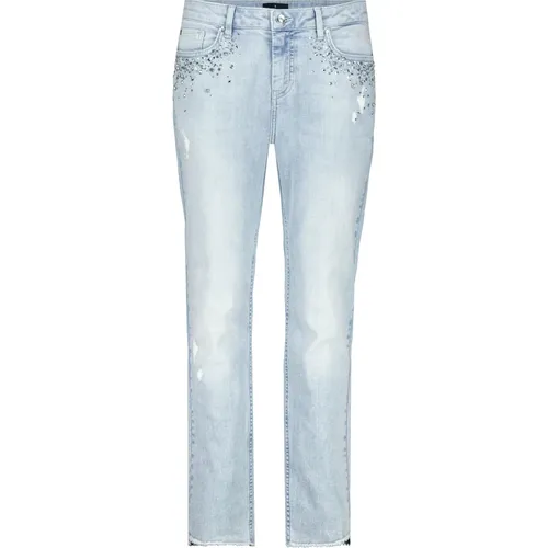 Stylische Destroyed Jeans mit Strass , Damen, Größe: S - monari - Modalova