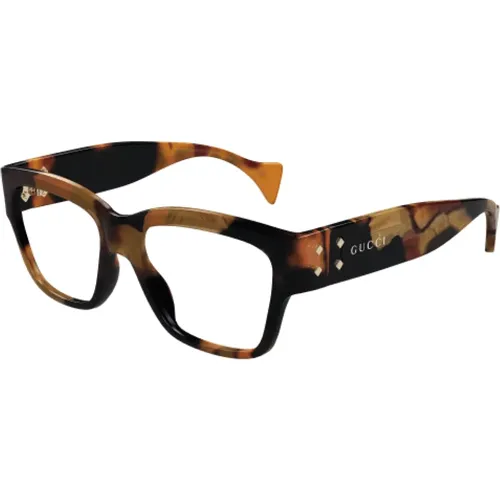 Glasses, unisex, , Size: M Square Optical Glasses in Havana Tortoise - Gucci - Modalova