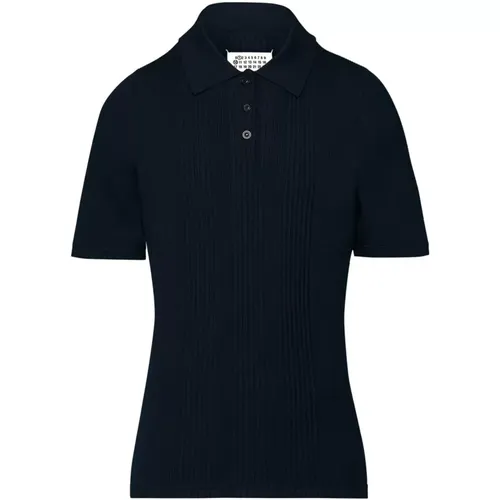 Schwarzes Baumwoll-Poloshirt mit Logo , Herren, Größe: L - Maison Margiela - Modalova