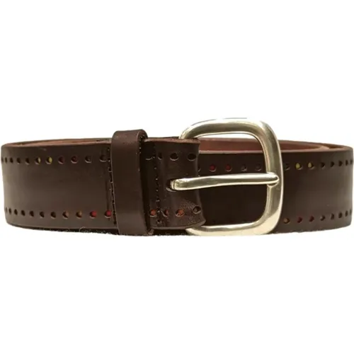 Belts, male, , Size: 95 CM Leather Belt with Decorated Profile - Orciani - Modalova