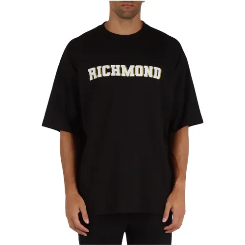 Oversize Baumwoll-T-Shirt mit Logo , Herren, Größe: S - Richmond - Modalova