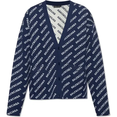 Cardigans, male, , Size: S Cardigan with logo - Balenciaga - Modalova