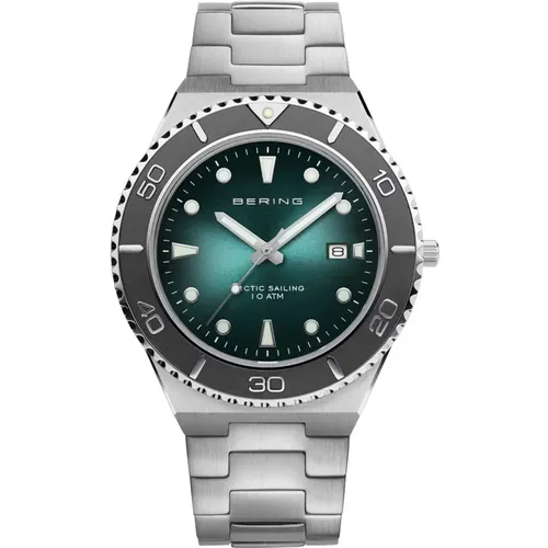 Green Steel Quartz Watch , male, Sizes: ONE SIZE - Bering - Modalova
