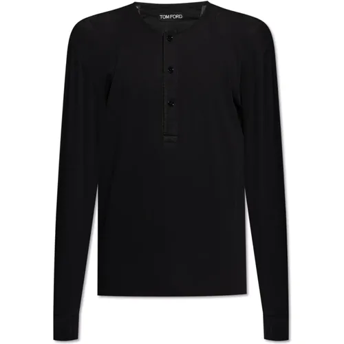 Long Sleeve Tops, male, , Size: L Ribbed long-sleeve t-shirt - Tom Ford - Modalova