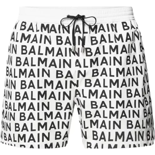 Stylish Logo Print Swim Shorts , male, Sizes: S - Balmain - Modalova
