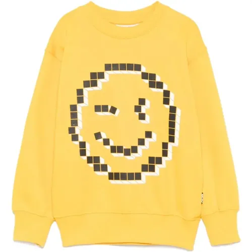 Gelber Bio-Baumwoll-Smiley-Pullover - Molo - Modalova