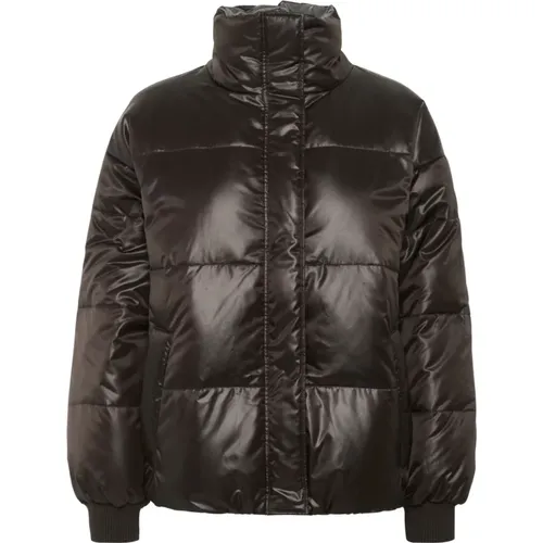 Down Jackets, female, , Size: M Reversible Down Jacket Espresso Glossymw - My Essential Wardrobe - Modalova