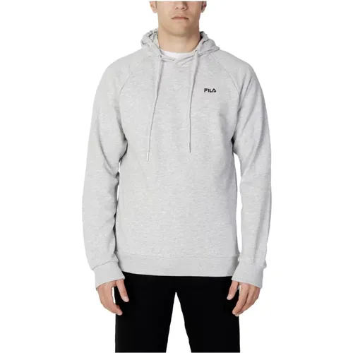 Hoodies, male, , Size: XS Grey Plain Hooded Sweatshirt for Men - Fila - Modalova