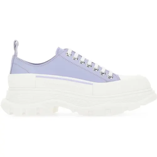 Lilac Leather Lace-Up Sneakers , female, Sizes: 5 UK, 6 UK, 4 UK - alexander mcqueen - Modalova