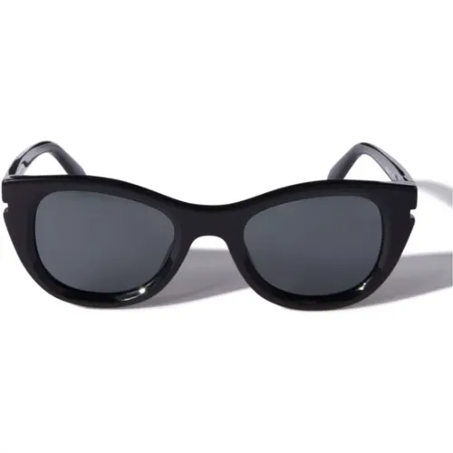 Sunglasses,BOULDER Sonnenbrille in Havana/Green Cat,Schwarz/Graue Katze Sonnenbrille Boulder - Off White - Modalova