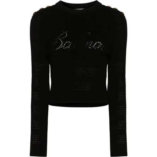 Sweaters with Signature Trompe-lœil Logo , female, Sizes: XS, S, L - Balmain - Modalova