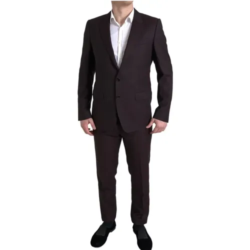 Single Breasted Suits, male, , Size: XL Single Breasted Slim Fit Suit - Dolce & Gabbana - Modalova