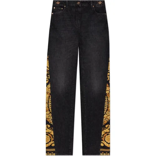 Straight Jeans, female, , Size: W24 Jeans with Barocco motif - Versace - Modalova