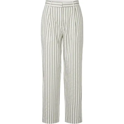 Straight Trousers, female, , Size: L Striped Mid-Waist Trousers - Samsøe Samsøe - Modalova